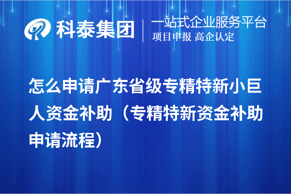 怎么申請廣東省級專(zhuān)精特新小巨人資金補助（專(zhuān)精特新資金補助申請流程）