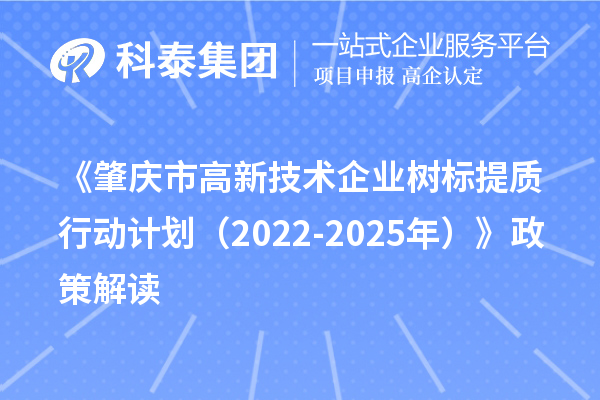 《肇慶市高新技術(shù)企業(yè)樹標(biāo)提質(zhì)行動(dòng)計(jì)劃（2022-2025年）》政策解讀