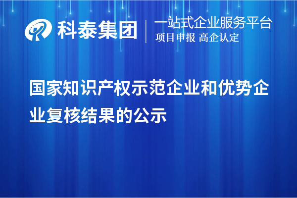 國家知識產(chǎn)權(quán)示范企業(yè)和優(yōu)勢企業(yè)復(fù)核結(jié)果的公示