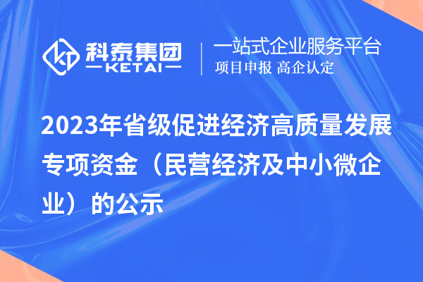 2023年省級促進(jìn)經(jīng)濟(jì)高質(zhì)量發(fā)展專項(xiàng)資金（民營經(jīng)濟(jì)及中小微企業(yè)）的公示