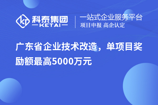 廣東省企業(yè)技術(shù)改造，單項(xiàng)目獎(jiǎng)勵(lì)額最高5000萬元！