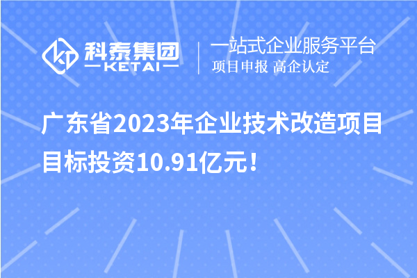 廣東省2023年企業(yè)技術(shù)改造項(xiàng)目目標(biāo)投資10.91億元！