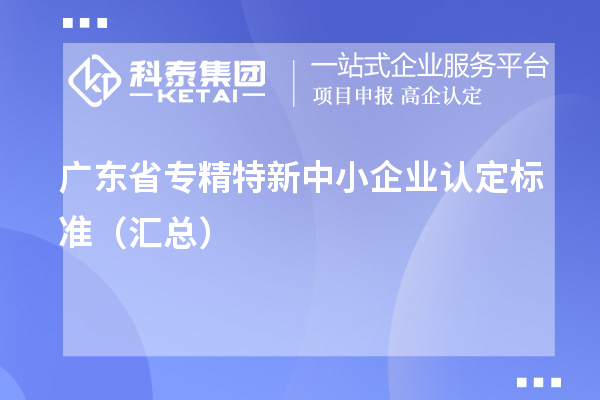 廣東省專精特新中小企業(yè)認定標(biāo)準(zhǔn)（匯總）