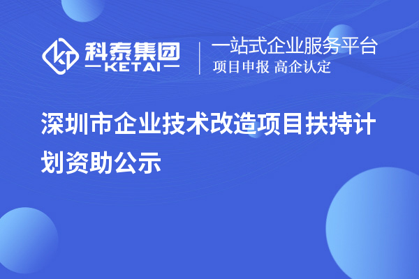 深圳市企業(yè)技術(shù)改造項目扶持計劃資助公示