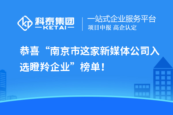 恭喜“南京市這家新媒體公司入選瞪羚企業(yè)”榜單！