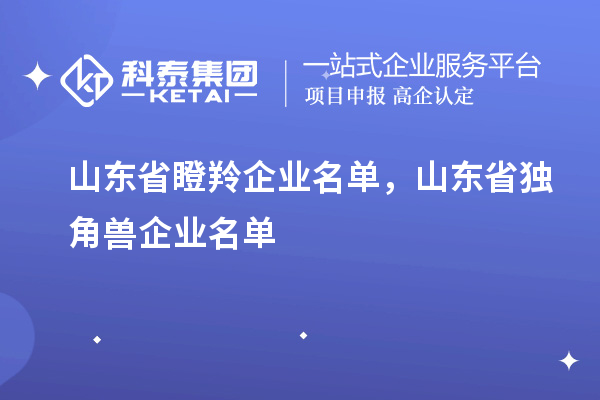 山東省瞪羚企業(yè)名單，山東省獨(dú)角獸企業(yè)名單