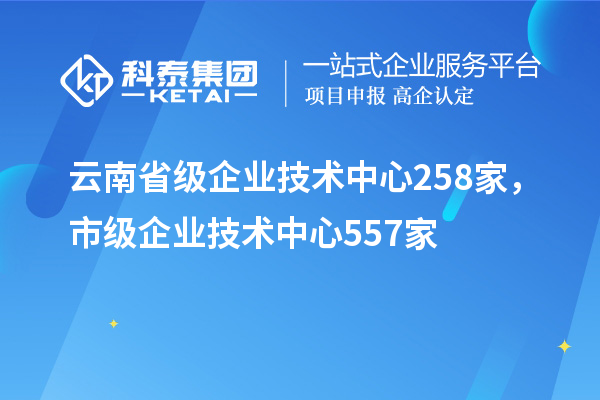 云南省級(jí)企業(yè)技術(shù)中心258家，市級(jí)企業(yè)技術(shù)中心557家