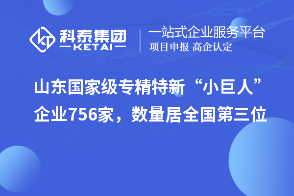 山東國家級專(zhuān)精特新“小巨人”企業(yè)756家，數量居全國第三位