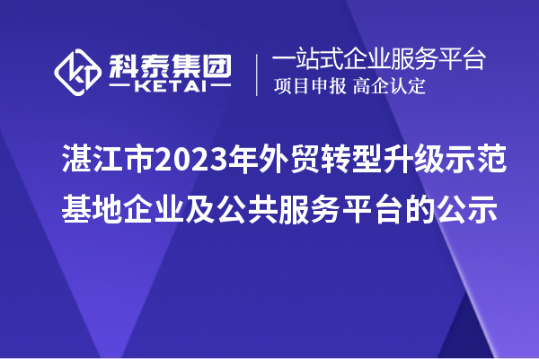 湛江市2023年外貿(mào)轉(zhuǎn)型升級(jí)示范基地企業(yè)及公共服務(wù)平臺(tái)的公示