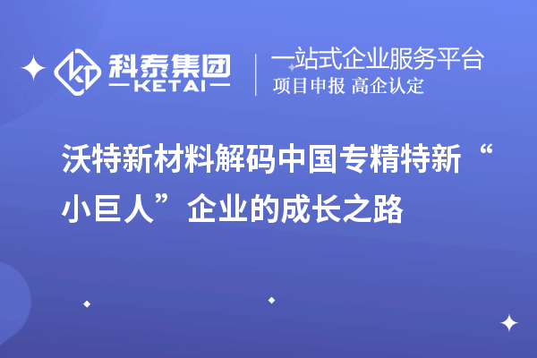 沃特新材料解碼中國專(zhuān)精特新“小巨人”企業(yè)的成長(cháng)之路