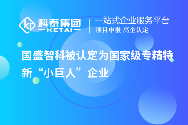 國盛智科被認定為國家級專(zhuān)精特新“小巨人”企業(yè)