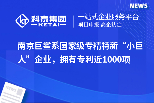 南京巨鯊系國(guó)家級(jí)專精特新“小巨人”企業(yè)，擁有專利近1000項(xiàng)