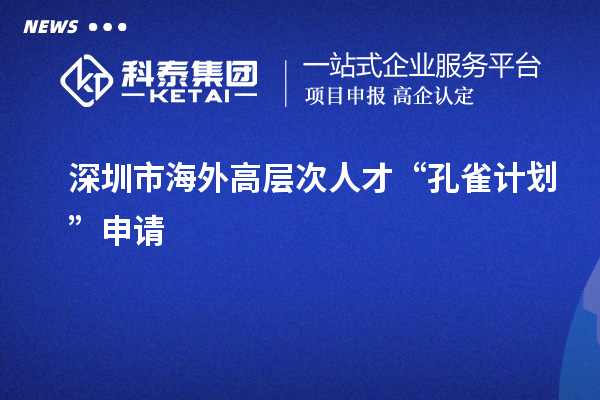 深圳市海外高層次人才“孔雀計劃”申請