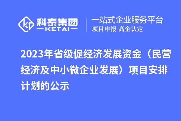 2023年省級促經(jīng)濟(jì)發(fā)展資金（民營經(jīng)濟(jì)及中小微企業(yè)發(fā)展）項目安排計劃的公示