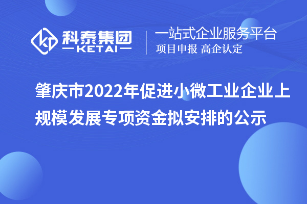 肇慶市2022年促進(jìn)小微工業(yè)企業(yè)上規(guī)模發(fā)展專項(xiàng)資金擬安排的公示