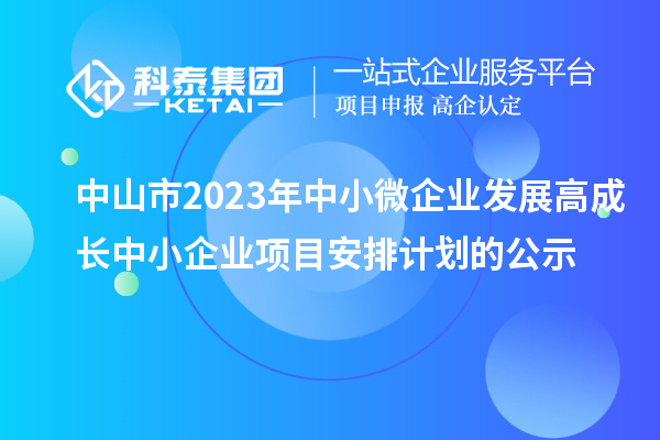 中山市2023年中小微企業(yè)發(fā)展高成長(zhǎng)中小企業(yè)項(xiàng)目安排計(jì)劃的公示