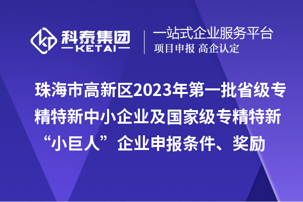 珠海市高新區2023年第一批省級專(zhuān)精特新中小企業(yè)及國家級專(zhuān)精特新“小巨人”企業(yè)申報條件、獎勵