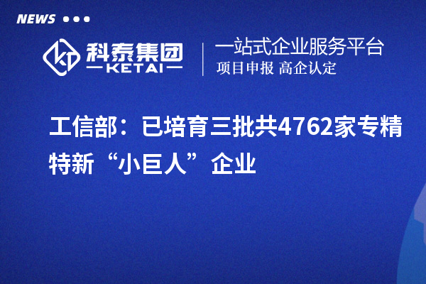 工信部：已培育三批共4762家專精特新“小巨人”企業(yè)