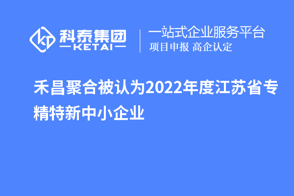 禾昌聚合被認為2022年度江蘇省專(zhuān)精特新中小企業(yè)