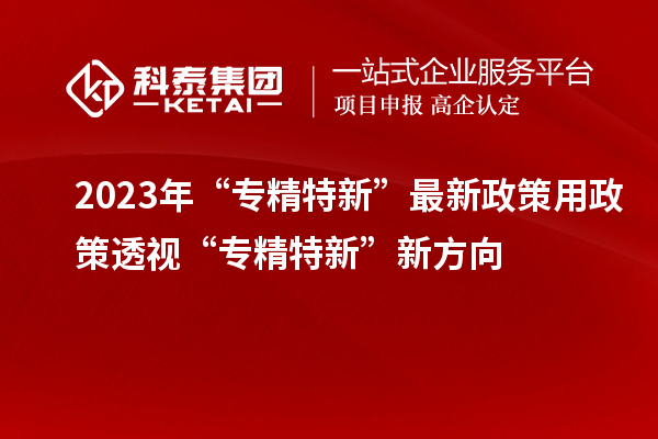 2023年“專精特新”最新政策 用政策透視“專精特新”新方向