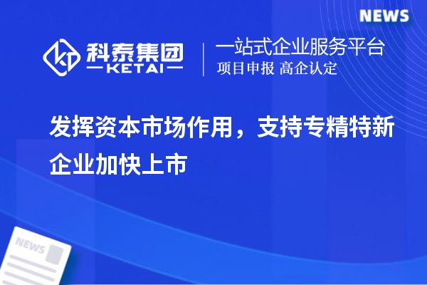 發(fā)揮資本市場作用，支持專精特新企業(yè)加快上市