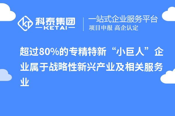 超過80%的專精特新“小巨人”企業(yè)屬于戰(zhàn)略性新興產(chǎn)業(yè)及相關服務業(yè)