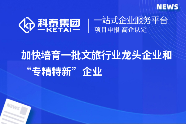 加快培育一批文旅行業(yè)龍頭企業(yè)和“專精特新”企業(yè)