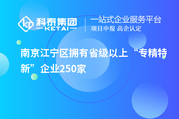 南京江寧區(qū)擁有省級以上“專精特新”企業(yè)250家