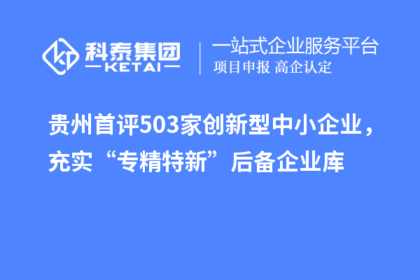 貴州首評503家創(chuàng)新型中小企業(yè)，充實“專精特新”后備企業(yè)庫