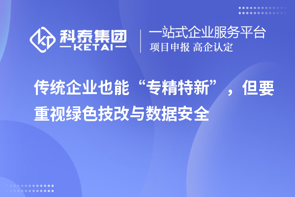 傳統(tǒng)企業(yè)也能“專精特新”，但要重視綠色技改與數(shù)據(jù)安全