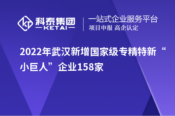 2022年武漢新增國(guó)家級(jí)專(zhuān)精特新“小巨人”企業(yè)158家