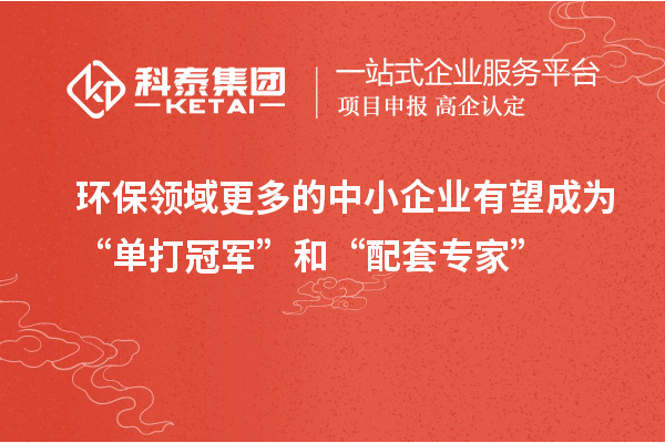 環(huán)保領(lǐng)域更多的中小企業(yè)有望成為“單打冠軍”和“配套專家”