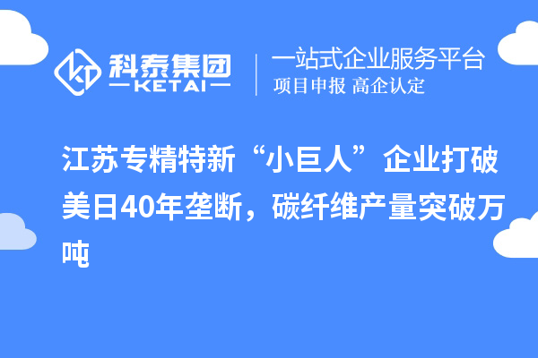 江蘇專精特新“小巨人”企業(yè)打破美日40年壟斷，碳纖維產(chǎn)量突破萬噸