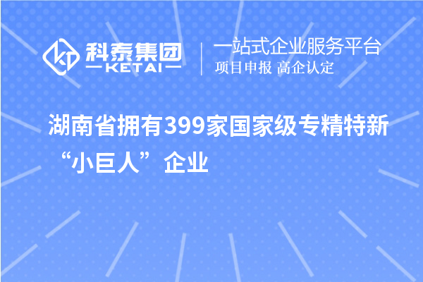 湖南省擁有399家國家級專(zhuān)精特新“小巨人”企業(yè)