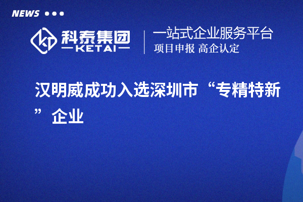 漢明威成功入選深圳市“專(zhuān)精特新”企業(yè)