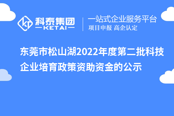 東莞市松山湖2022年度第二批科技企業(yè)培育政策資助資金的公示