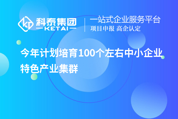 今年計劃培育100個(gè)左右中小企業(yè)特色產(chǎn)業(yè)集群