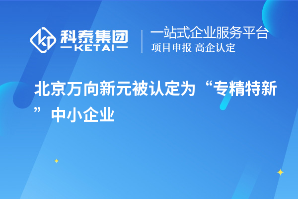 北京萬向新元被認(rèn)定為“專精特新”中小企業(yè)