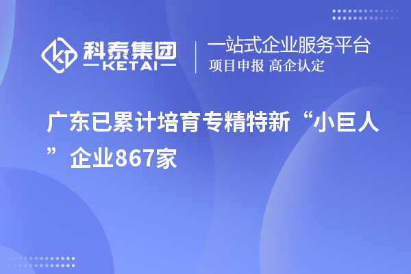 廣東已累計培育專精特新“小巨人”企業(yè)867家