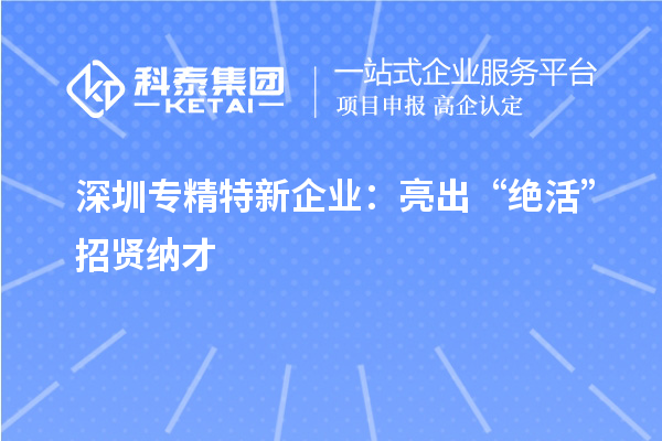 深圳專(zhuān)精特新企業(yè)：亮出“絕活” 招賢納才