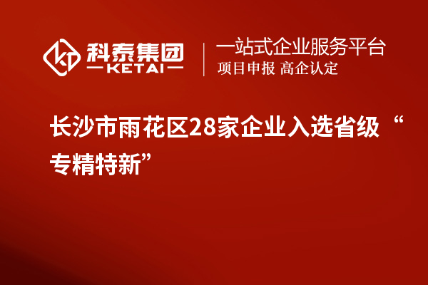 長(cháng)沙市雨花區28家企業(yè)入選省級“專(zhuān)精特新”