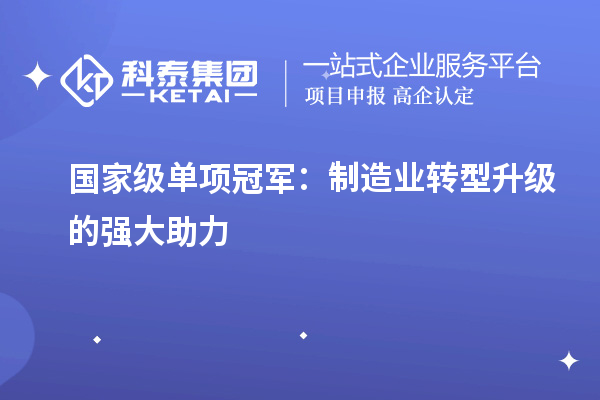 國家級單項(xiàng)冠軍：制造業(yè)轉(zhuǎn)型升級的強(qiáng)大助力