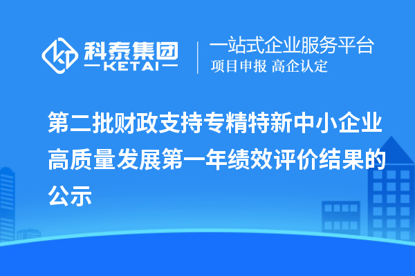 第二批財政支持專(zhuān)精特新中小企業(yè)高質(zhì)量發(fā)展第一年績(jì)效評價(jià)結果的公示