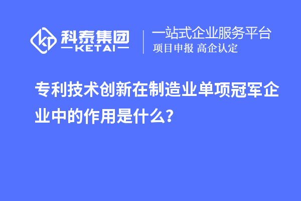 專利技術(shù)創(chuàng)新在制造業(yè)單項(xiàng)冠軍企業(yè)中的作用是什么？