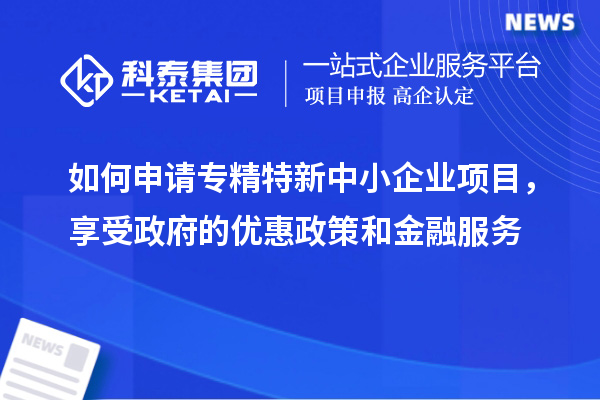 如何申請專(zhuān)精特新中小企業(yè)項目，享受政府的優(yōu)惠政策和金融服務(wù)