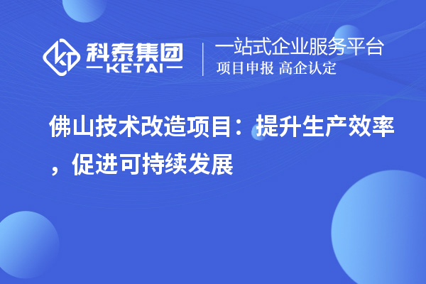  佛山技術(shù)改造項(xiàng)目：提升生產(chǎn)效率，促進(jìn)可持續(xù)發(fā)展