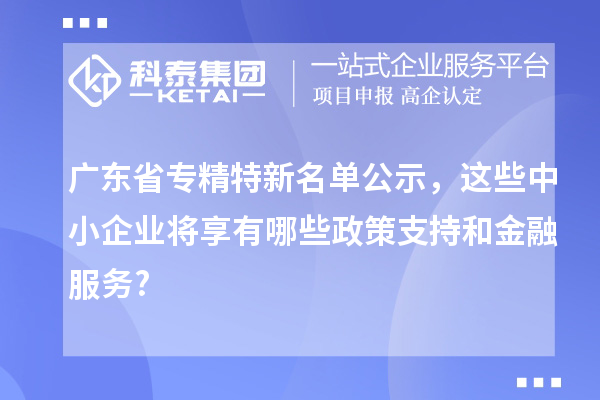 廣東省專精特新名單公示，這些中小企業(yè)將享有哪些政策支持和金融服務(wù)?