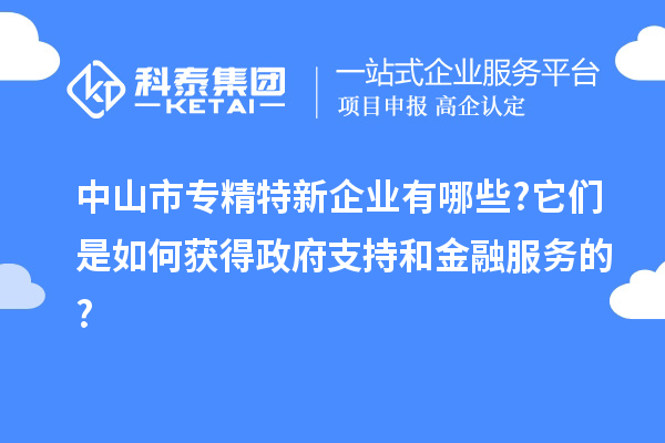 中山市專(zhuān)精特新企業(yè)有哪些?它們是如何獲得政府支持和金融服務(wù)的?