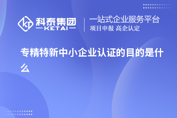 專精特新中小企業(yè)認(rèn)證的目的是什么