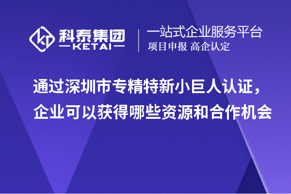 通過(guò)深圳市專(zhuān)精特新小巨人認證，企業(yè)可以獲得哪些資源和合作機會(huì )